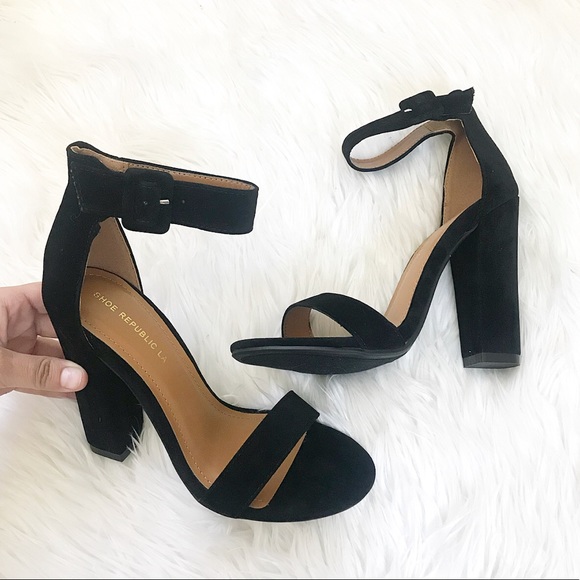 Black Ankle Strap Heels - Picture 2 of 2